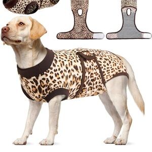Kuoser Dog Surgery Recovery Suit, Recovery Suit for Female Male leopard print xs